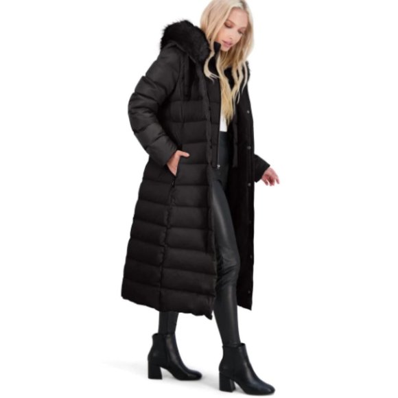 Tahari Asymmetric Short Puffer Coat